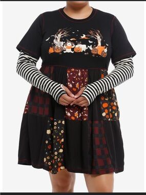 Her Universe Disney Winnie The Pooh Halloween Patchwork Twofer Dress Plus Size